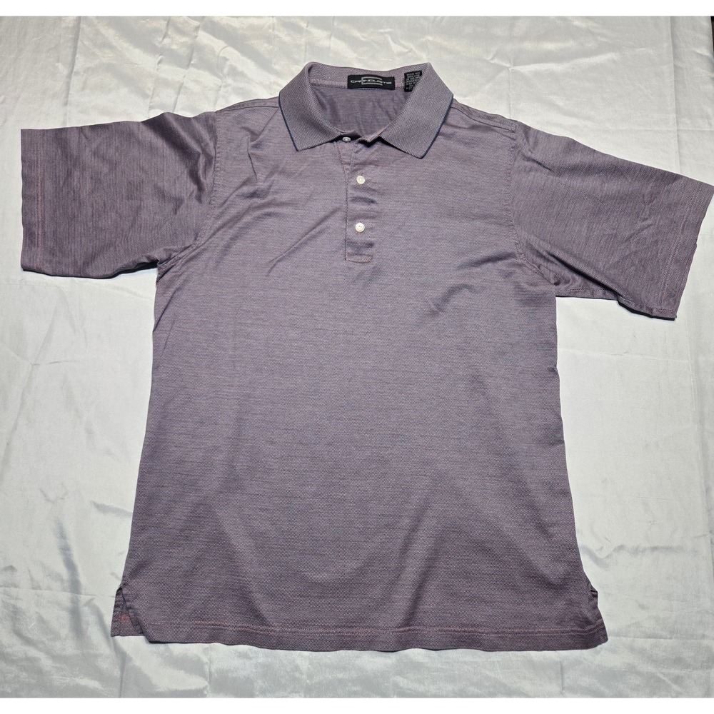 Carnoustie Performance Men's Golf Polo Shirt Size Medium Purplish Striped Cotton